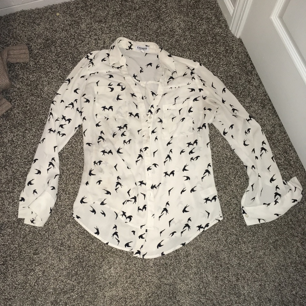 Women’s Sheer Bird Printed Top